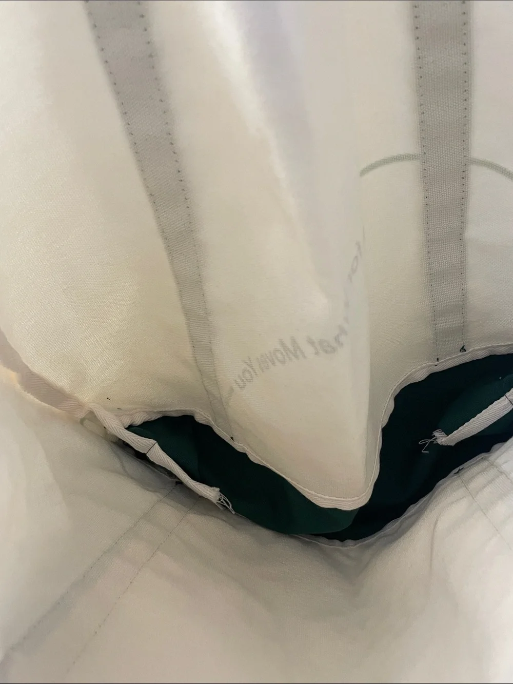 HALARA Cream Canvas Tote with Dark Green Accents